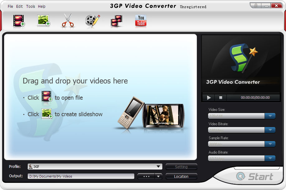 Convert video file to 3GP for smart phones