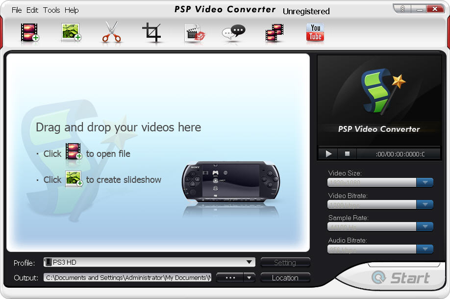 free-video-to-psp-converter-interface