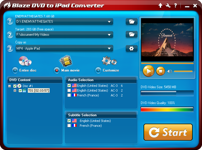 Convert DVD to MP4 for iPad