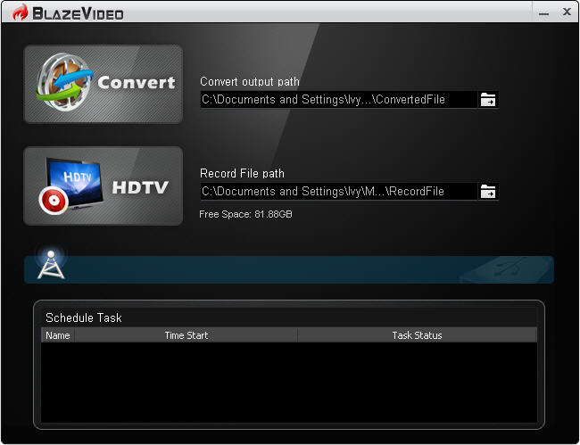 main interface of blazevideo hdtv recorder