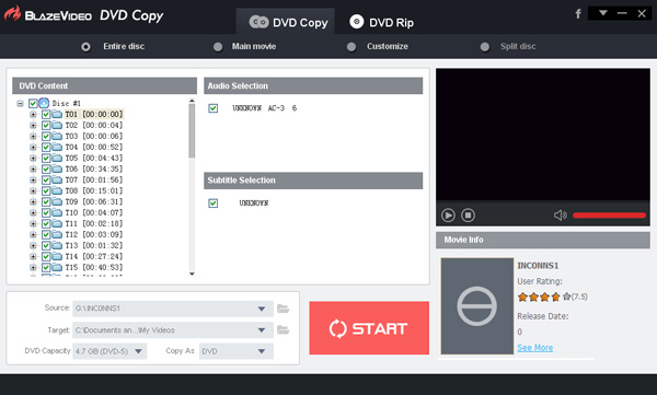 Copy and rip DVD movies easily&fast.