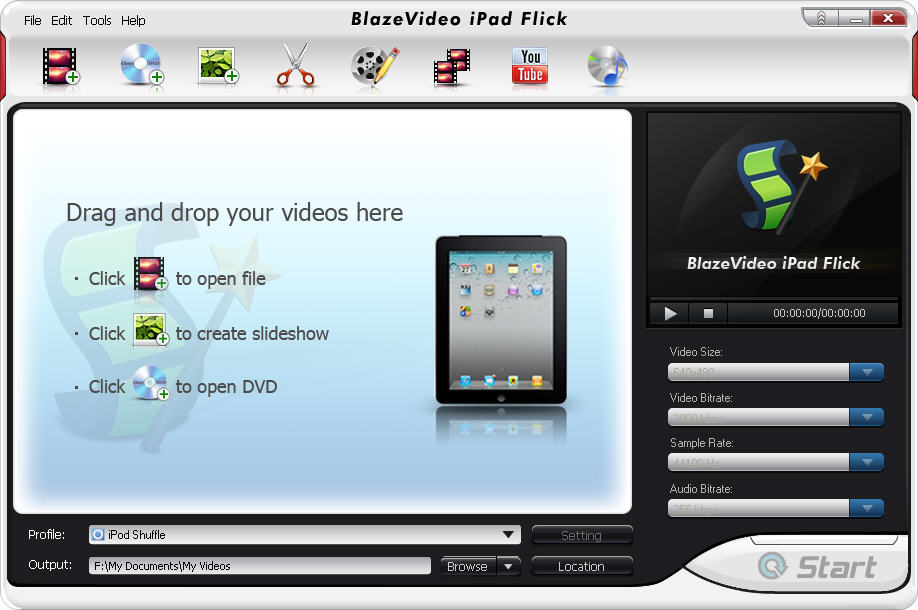 BlazeVideo iPad Flick screen shot